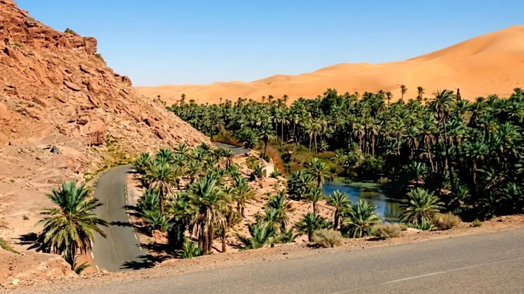 Gorges spectaculaires et oasis de Biskra entre falaises et dunes dorées